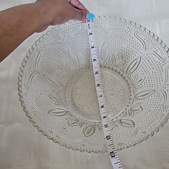 Clear Glass Floral Fruit Bowl 11"-11" - Picture 9 of 16